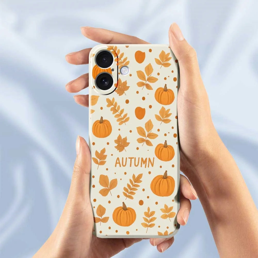 For iPhone 17 Case Autumn Theme Pattern Printing Straight Edge TPU Phone Back Cover - Beige - 6