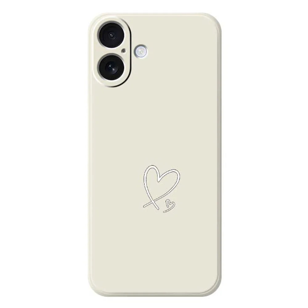 For iPhone 17 Case White Love Pattern Printing Straight Edge TPU Phone Back Cover - Beige - 1