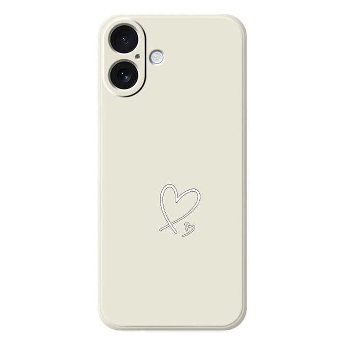 For iPhone 17 Case White Love Pattern Printing Straight Edge TPU Phone Back Cover - Beige - 1