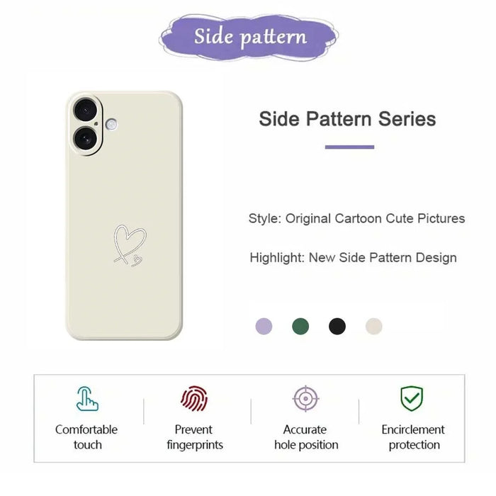 For iPhone 17 Case White Love Pattern Printing Straight Edge TPU Phone Back Cover - Beige - 2
