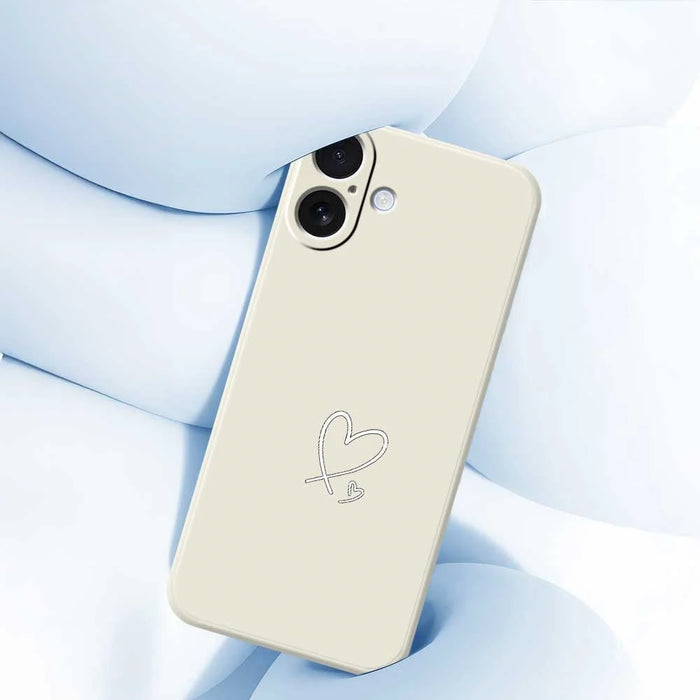 For iPhone 17 Case White Love Pattern Printing Straight Edge TPU Phone Back Cover - Beige - 5
