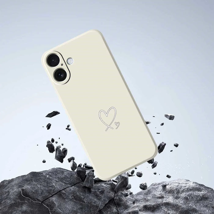 For iPhone 17 Case White Love Pattern Printing Straight Edge TPU Phone Back Cover - Beige - 7