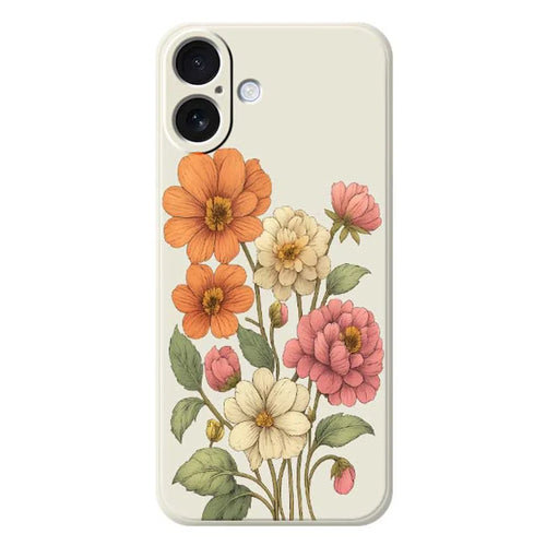 For iPhone 17 Case Beautiful Flowers Pattern Printing Straight Edge TPU Phone Back Cover - Beige - 1