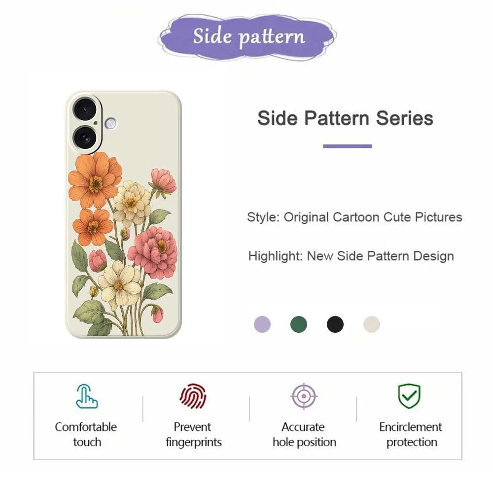 For iPhone 17 Case Beautiful Flowers Pattern Printing Straight Edge TPU Phone Back Cover - Beige - 2
