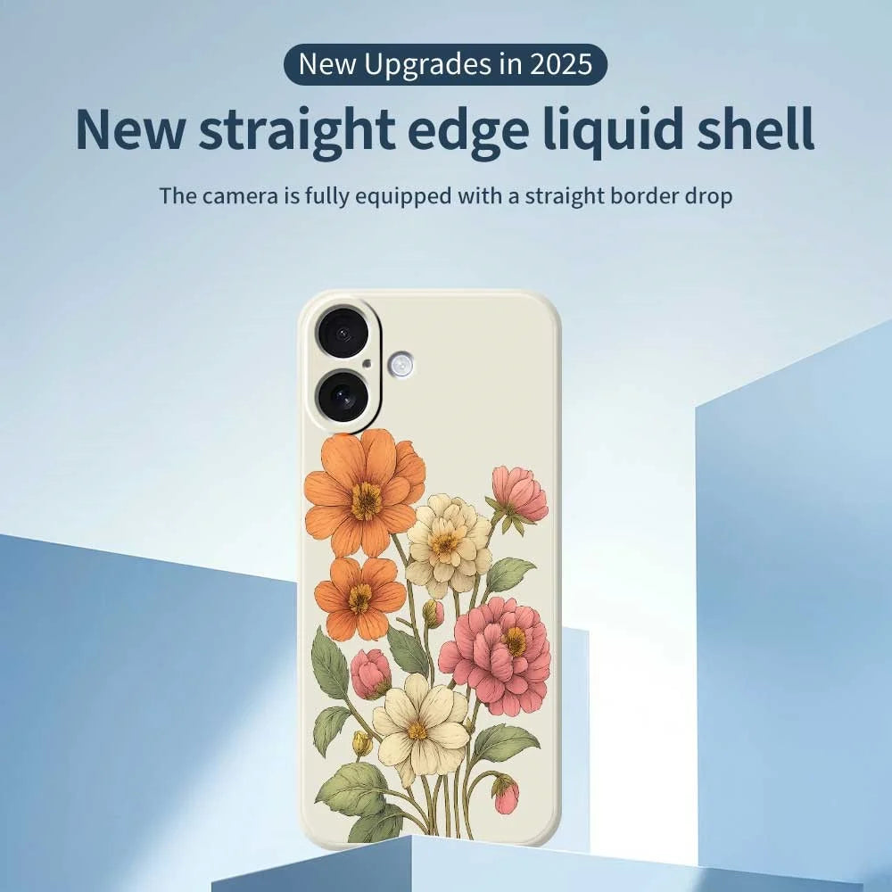 For iPhone 17 Case Beautiful Flowers Pattern Printing Straight Edge TPU Phone Back Cover - Beige - 3
