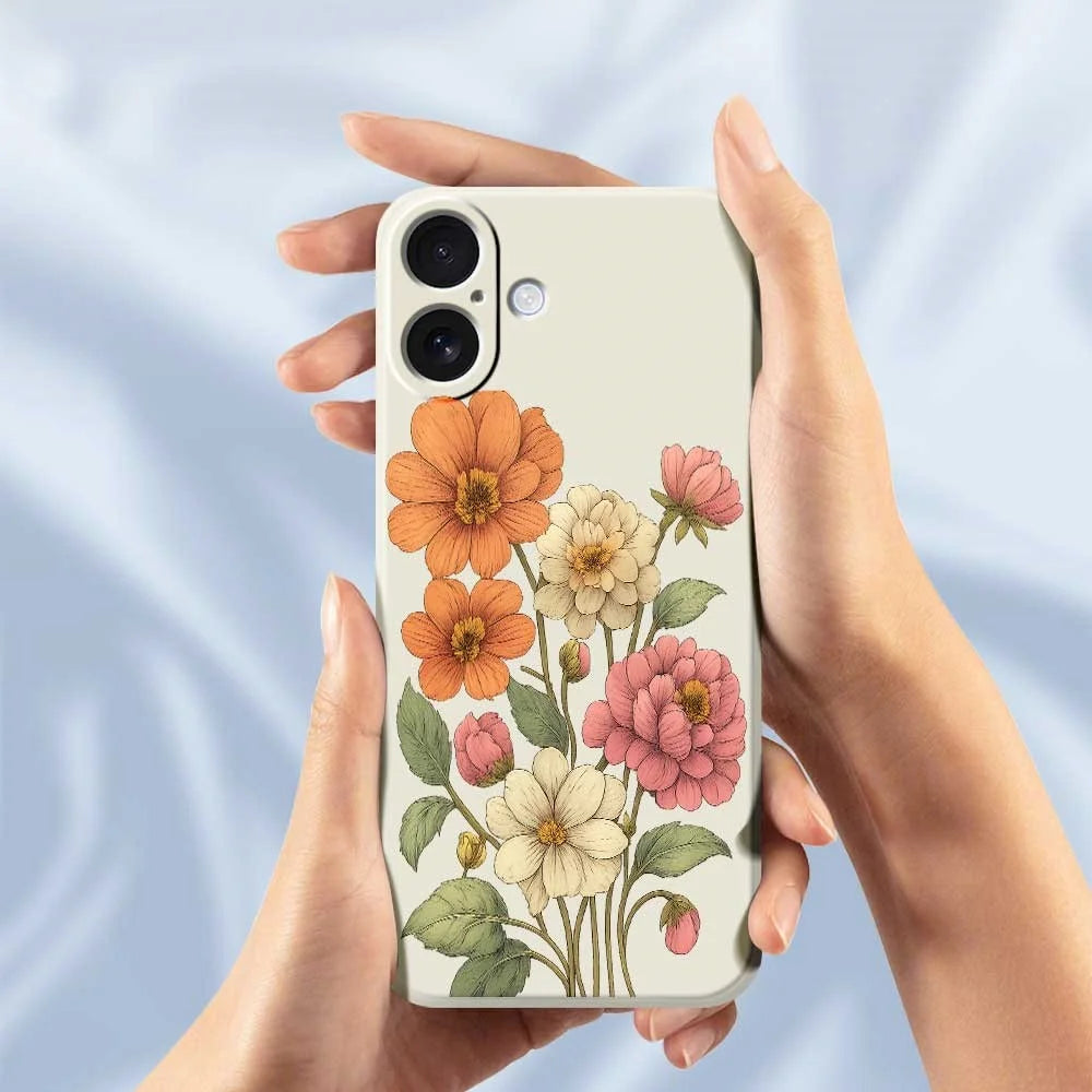 For iPhone 17 Case Beautiful Flowers Pattern Printing Straight Edge TPU Phone Back Cover - Beige - 6
