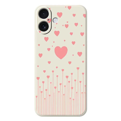 For iPhone 17 Case Pink Love Pattern Printing Straight Edge TPU Phone Back Cover - Beige - 1