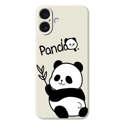 For iPhone 17 Case Panda Pattern Printing Straight Edge TPU Phone Back Cover - Beige - 1