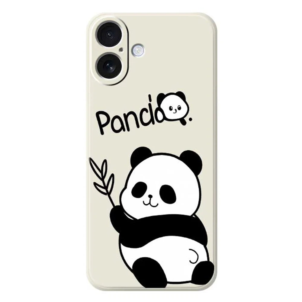 For iPhone 17 Case Panda Pattern Printing Straight Edge TPU Phone Back Cover - Beige - 1