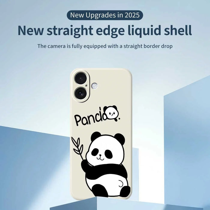 For iPhone 17 Case Panda Pattern Printing Straight Edge TPU Phone Back Cover - Beige - 3