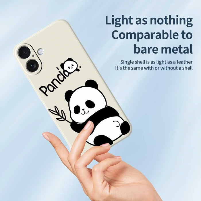 For iPhone 17 Case Panda Pattern Printing Straight Edge TPU Phone Back Cover - Beige - 4