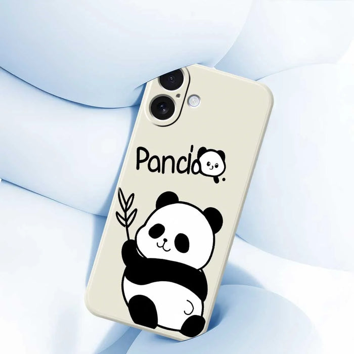 For iPhone 17 Case Panda Pattern Printing Straight Edge TPU Phone Back Cover - Beige - 5