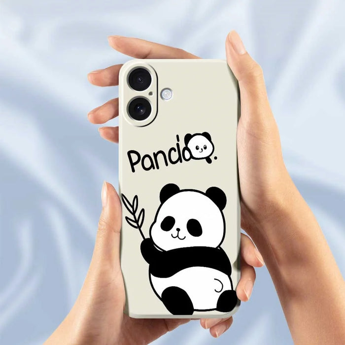 For iPhone 17 Case Panda Pattern Printing Straight Edge TPU Phone Back Cover - Beige - 6