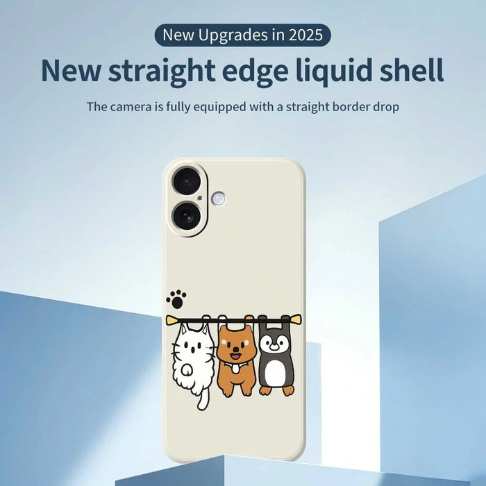 For iPhone 17 Case Three Animal Dolls Pattern Printing Straight Edge TPU Phone Back Cover - Beige - 3