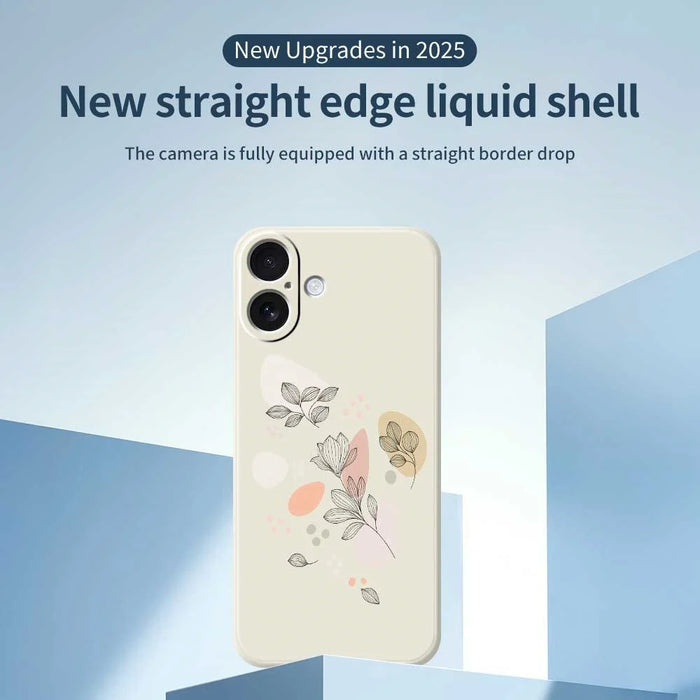 For iPhone 17 Case Sketch Leaves Pattern Printing Straight Edge TPU Phone Back Cover - Beige - 3