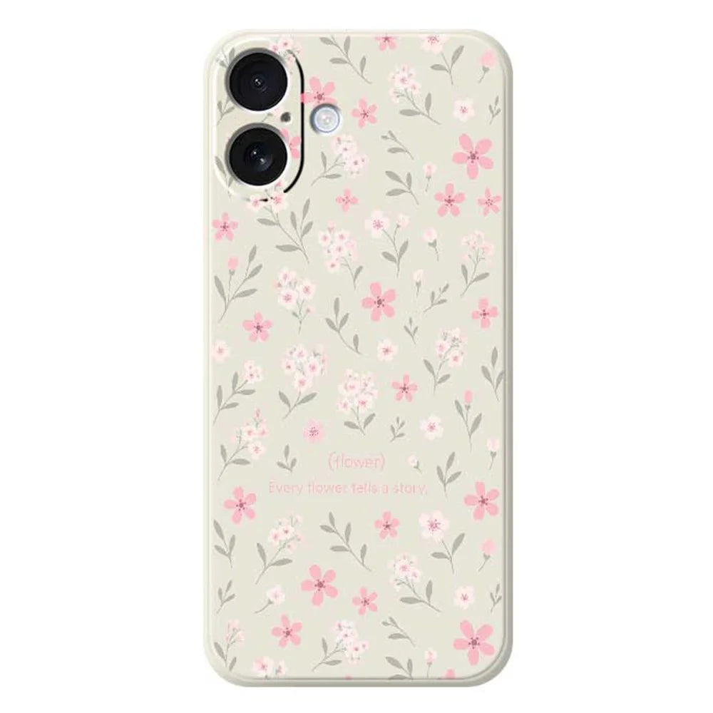 For iPhone 17 Case Small Flower Pattern Printing Straight Edge TPU Phone Back Cover - Beige - 1