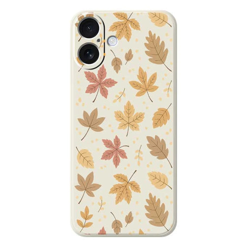 For iPhone 17 Case Leaves Pattern Printing Straight Edge TPU Phone Back Cover - Beige - 1
