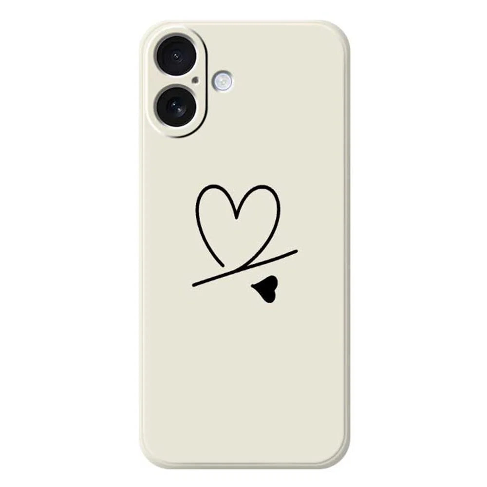 For iPhone 17 Case Black Love Pattern Printing Straight Edge TPU Phone Back Cover - Beige - 1