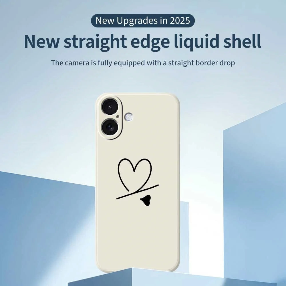 For iPhone 17 Case Black Love Pattern Printing Straight Edge TPU Phone Back Cover - Beige - 3