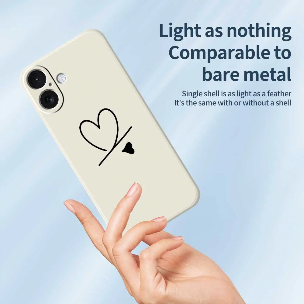 For iPhone 17 Case Black Love Pattern Printing Straight Edge TPU Phone Back Cover - Beige - 4