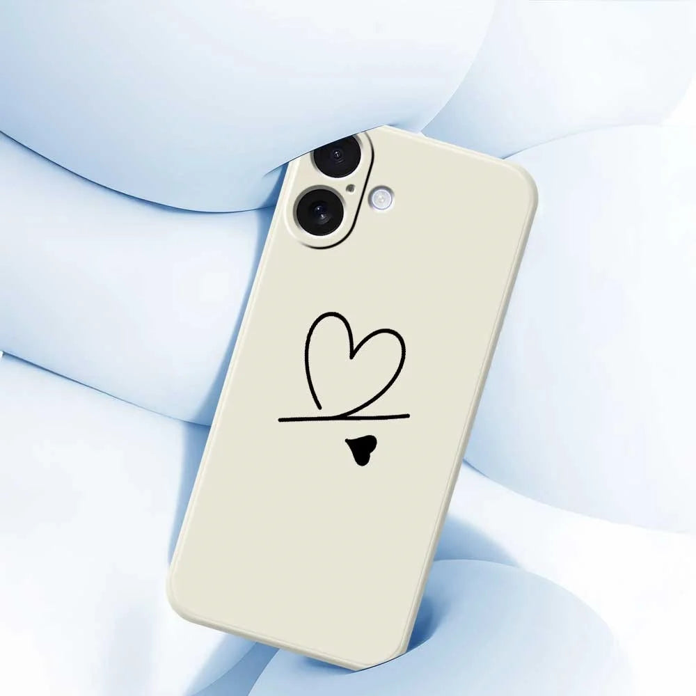For iPhone 17 Case Black Love Pattern Printing Straight Edge TPU Phone Back Cover - Beige - 5