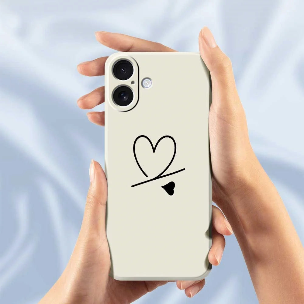 For iPhone 17 Case Black Love Pattern Printing Straight Edge TPU Phone Back Cover - Beige - 6