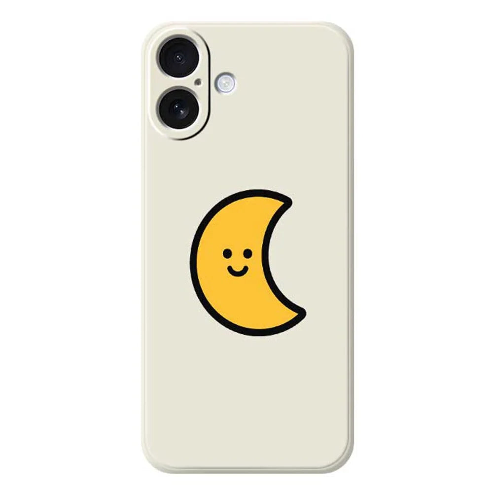 For iPhone 17 Case Yellow Moon Pattern Printing Straight Edge TPU Phone Back Cover - Beige - 1