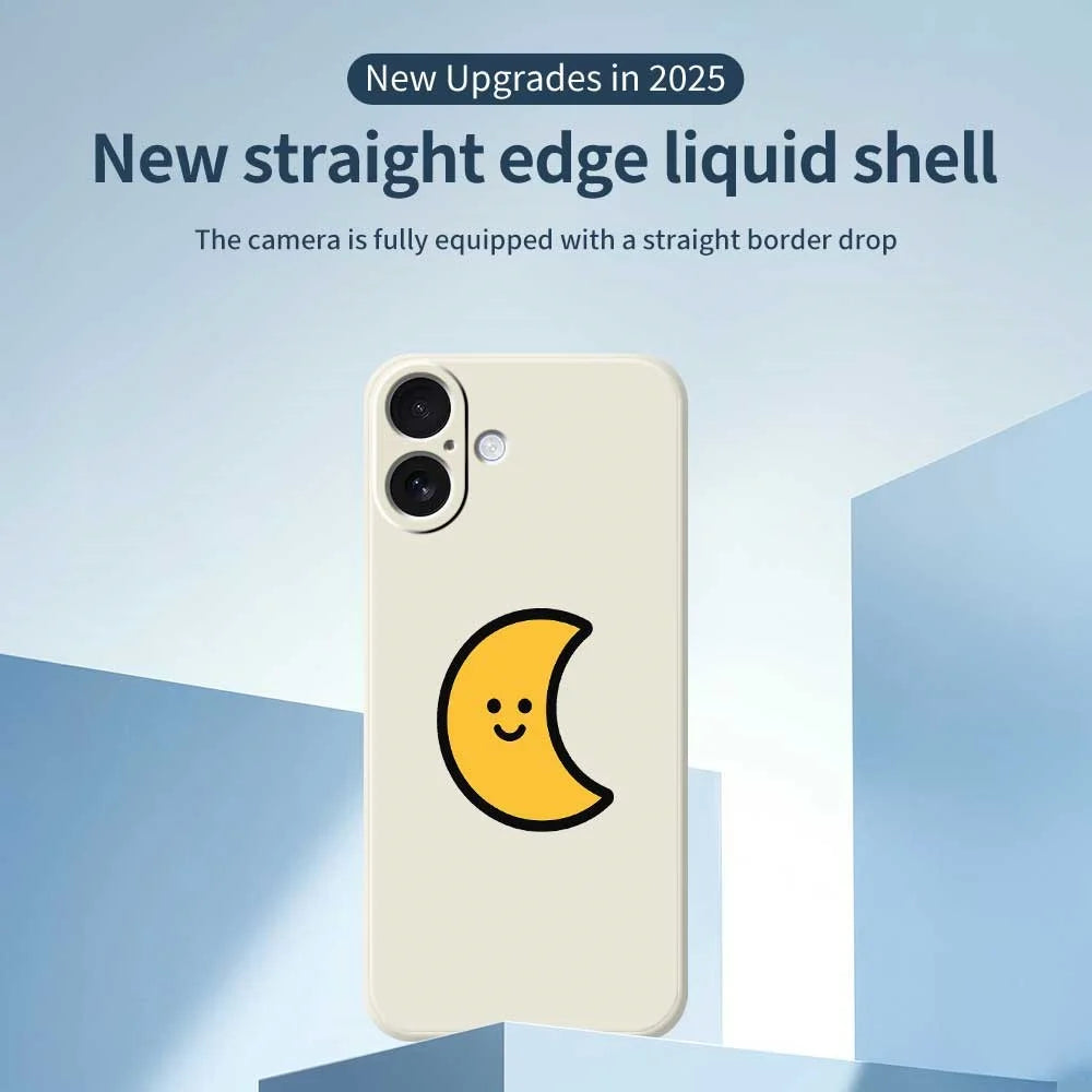 For iPhone 17 Case Yellow Moon Pattern Printing Straight Edge TPU Phone Back Cover - Beige - 3