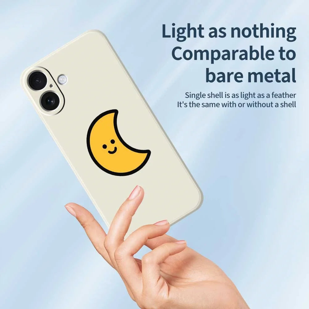 For iPhone 17 Case Yellow Moon Pattern Printing Straight Edge TPU Phone Back Cover - Beige - 4