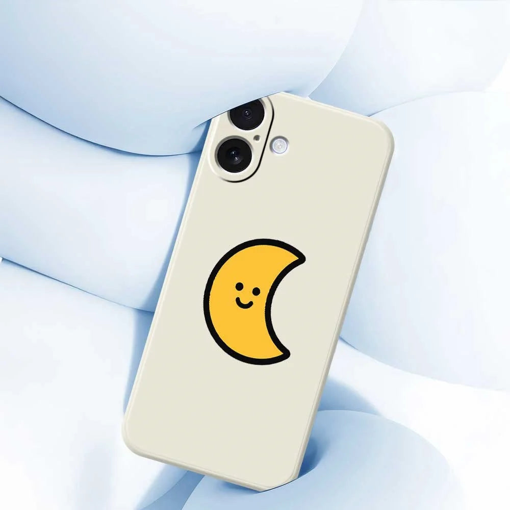 For iPhone 17 Case Yellow Moon Pattern Printing Straight Edge TPU Phone Back Cover - Beige - 5