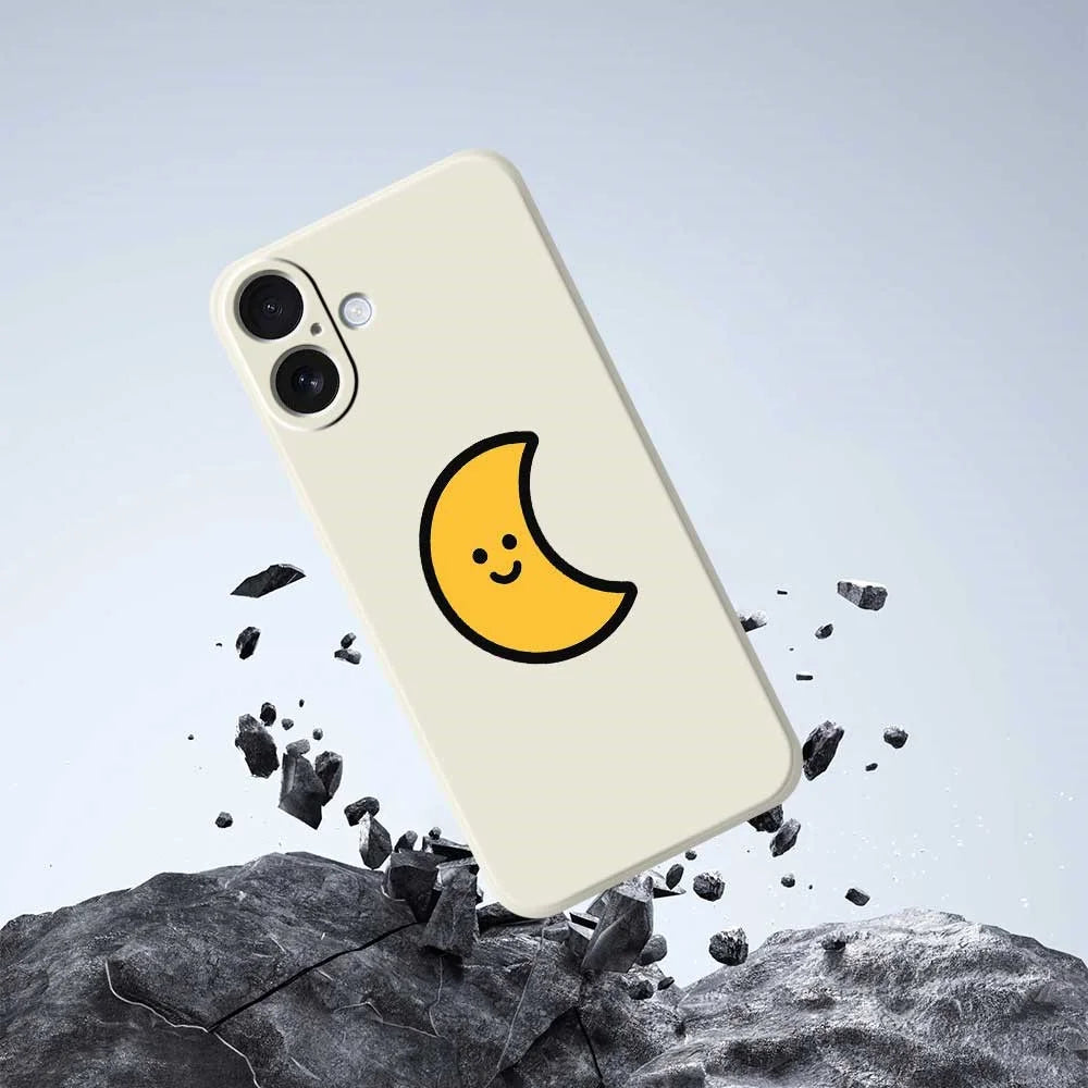 For iPhone 17 Case Yellow Moon Pattern Printing Straight Edge TPU Phone Back Cover - Beige - 7
