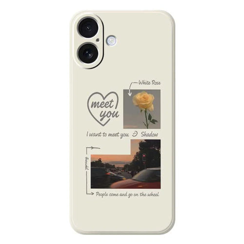 For iPhone 17 Case Meet You Photo Pattern Printing Straight Edge TPU Phone Back Cover - Beige - 1