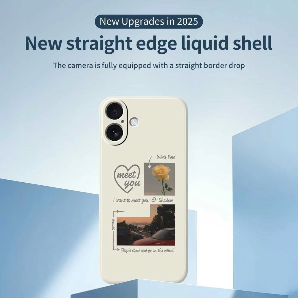 For iPhone 17 Case Meet You Photo Pattern Printing Straight Edge TPU Phone Back Cover - Beige - 3