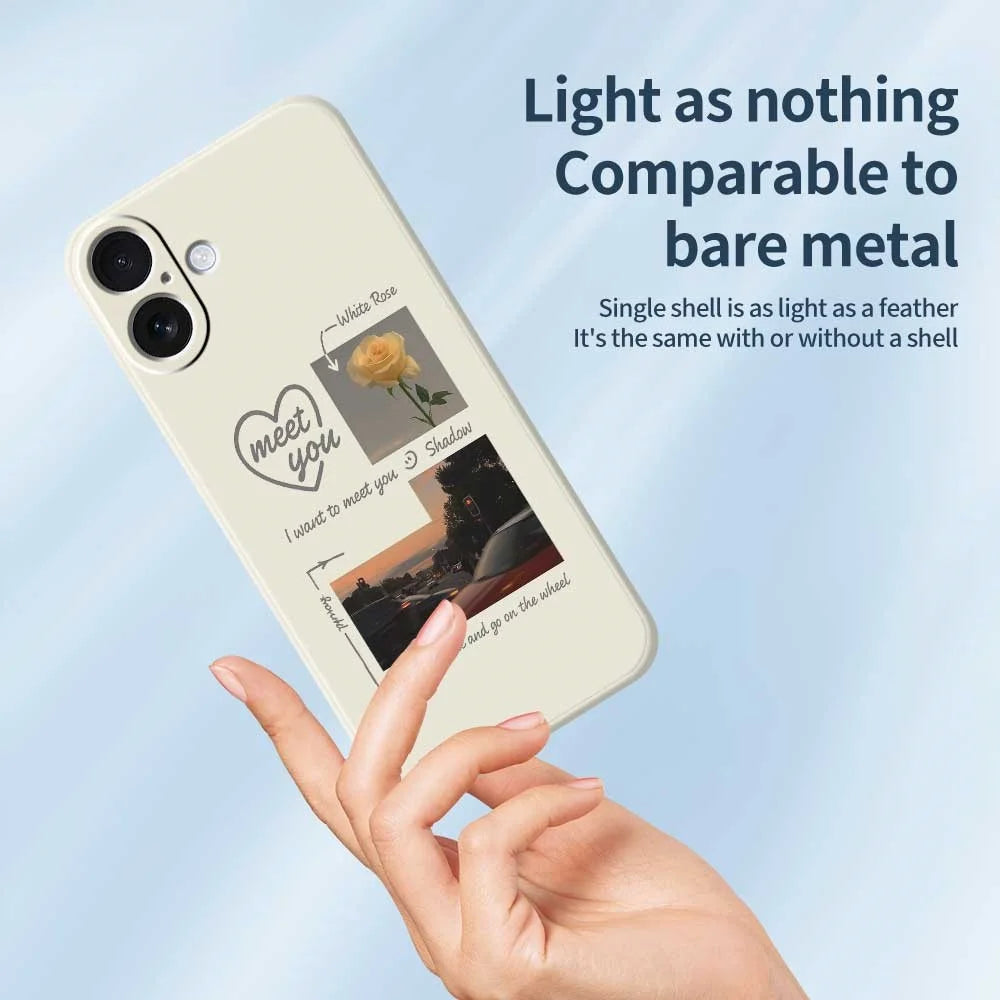 For iPhone 17 Case Meet You Photo Pattern Printing Straight Edge TPU Phone Back Cover - Beige - 4