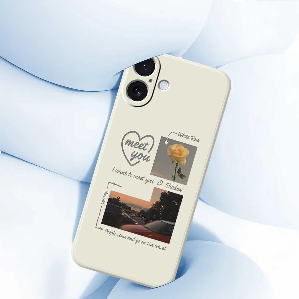 For iPhone 17 Case Meet You Photo Pattern Printing Straight Edge TPU Phone Back Cover - Beige - 5