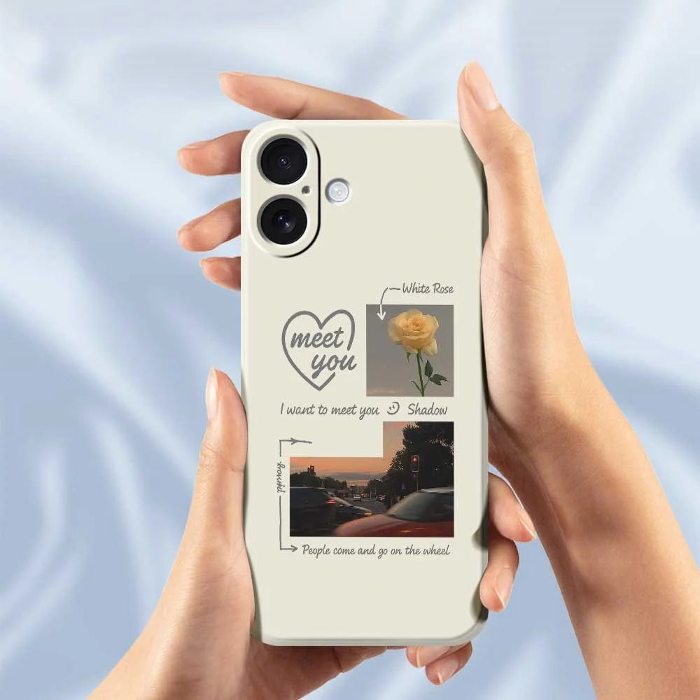 For iPhone 17 Case Meet You Photo Pattern Printing Straight Edge TPU Phone Back Cover - Beige - 6