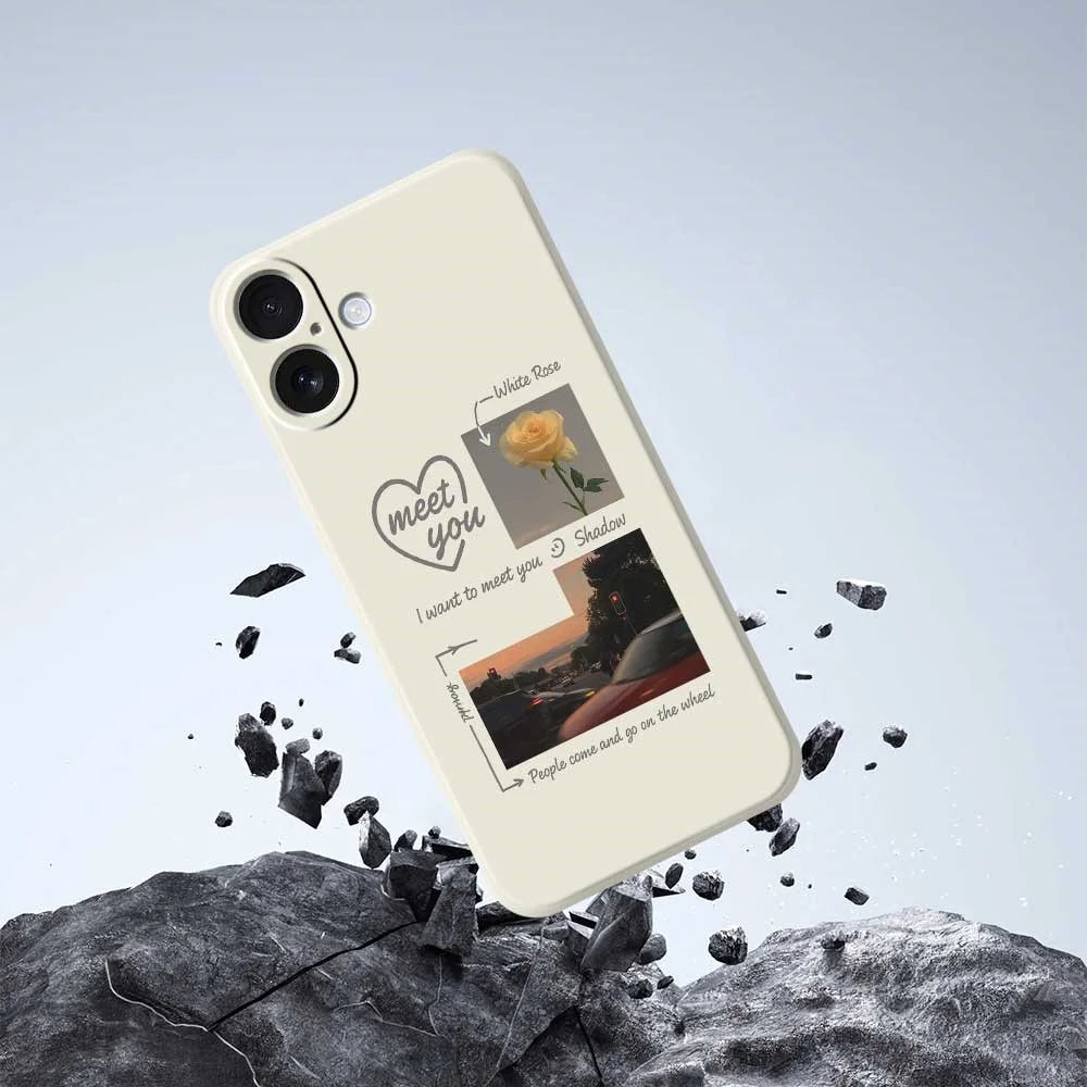 For iPhone 17 Case Meet You Photo Pattern Printing Straight Edge TPU Phone Back Cover - Beige - 7