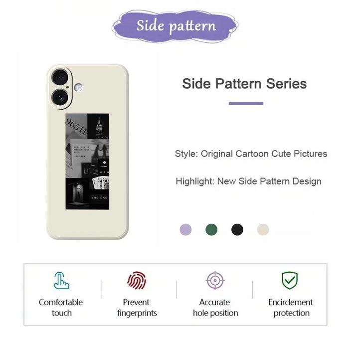 For iPhone 17 Case Stitching Photos Pattern Printing Straight Edge TPU Phone Back Cover - Beige - 2