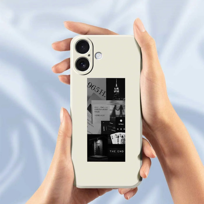 For iPhone 17 Case Stitching Photos Pattern Printing Straight Edge TPU Phone Back Cover - Beige - 6