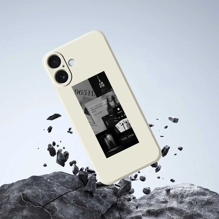 For iPhone 17 Case Stitching Photos Pattern Printing Straight Edge TPU Phone Back Cover - Beige - 7