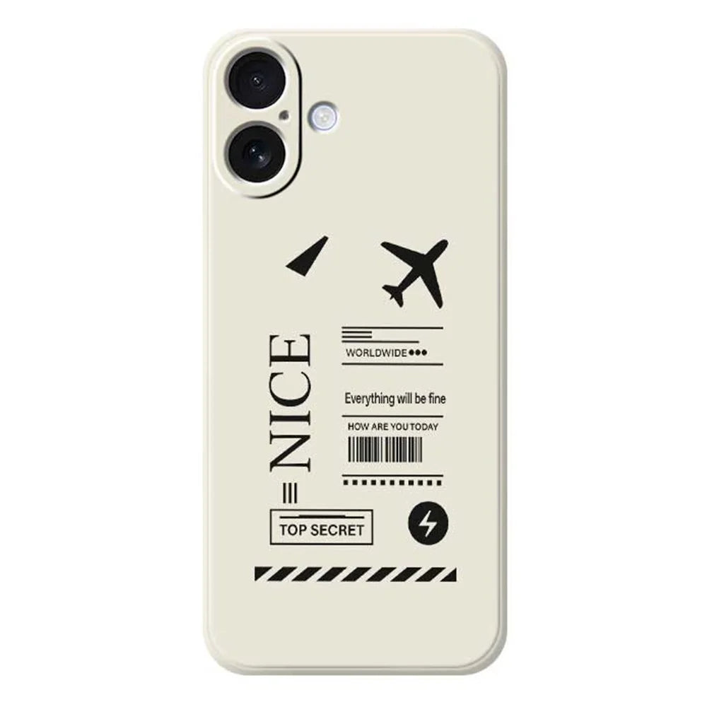 For iPhone 17 Case Boarding Ticket Pattern Printing Straight Edge TPU Phone Back Cover - Beige - 1