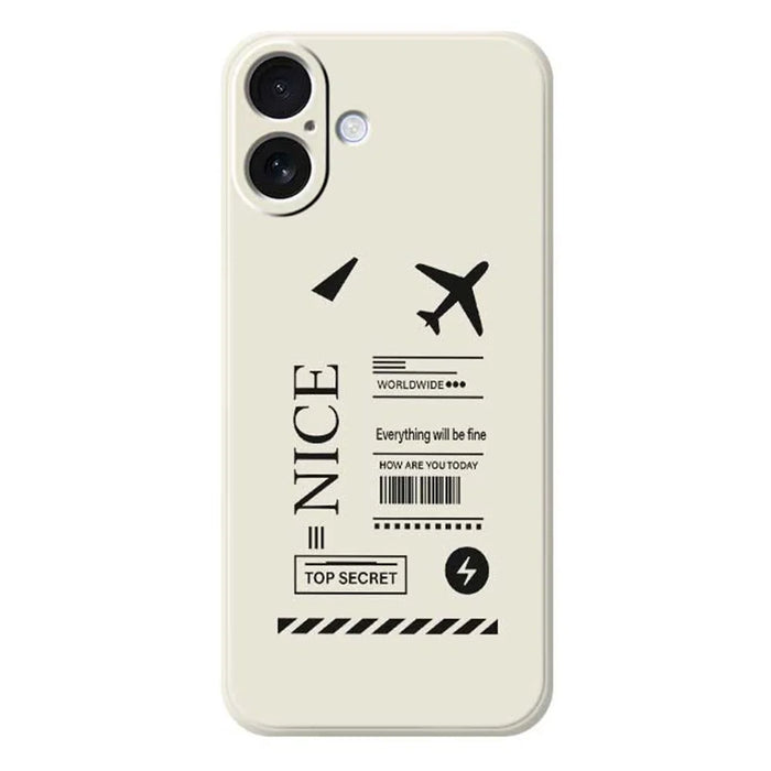 For iPhone 17 Case Boarding Ticket Pattern Printing Straight Edge TPU Phone Back Cover - Beige - 1