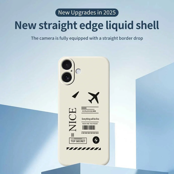 For iPhone 17 Case Boarding Ticket Pattern Printing Straight Edge TPU Phone Back Cover - Beige - 3