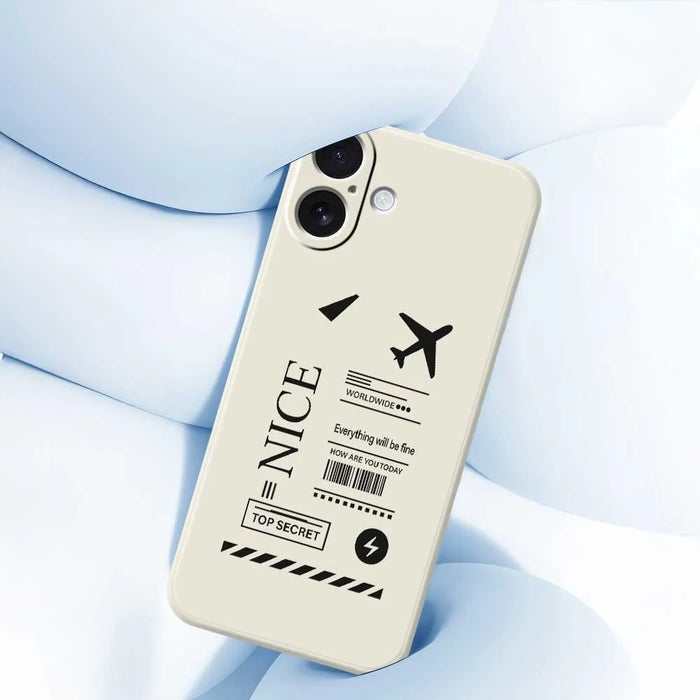 For iPhone 17 Case Boarding Ticket Pattern Printing Straight Edge TPU Phone Back Cover - Beige - 5