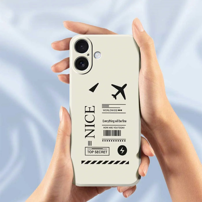 For iPhone 17 Case Boarding Ticket Pattern Printing Straight Edge TPU Phone Back Cover - Beige - 6