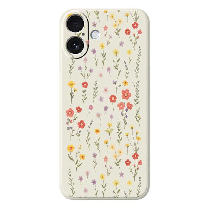 For iPhone 17 Case Flowers and Grass Pattern Printing Straight Edge TPU Phone Back Cover - Beige - 1
