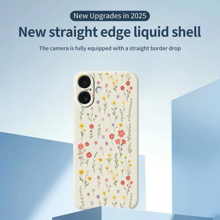 For iPhone 17 Case Flowers and Grass Pattern Printing Straight Edge TPU Phone Back Cover - Beige - 3