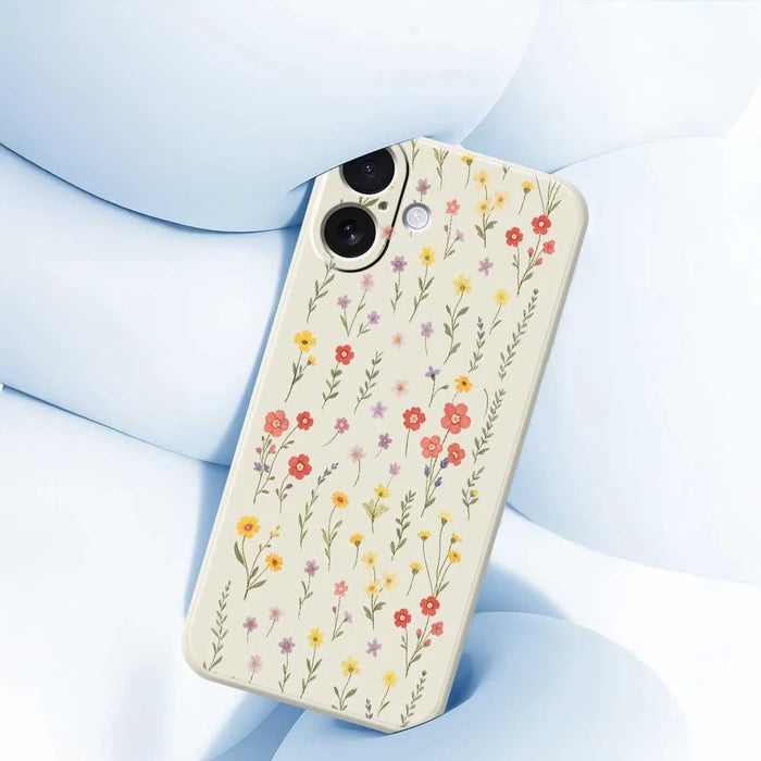 For iPhone 17 Case Flowers and Grass Pattern Printing Straight Edge TPU Phone Back Cover - Beige - 5