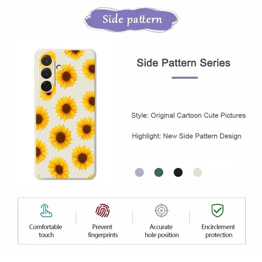 For Samsung Galaxy A36 5G Case Sunflowers Pattern Printing Straight Edge TPU Phone Back Cover - Beige - 2