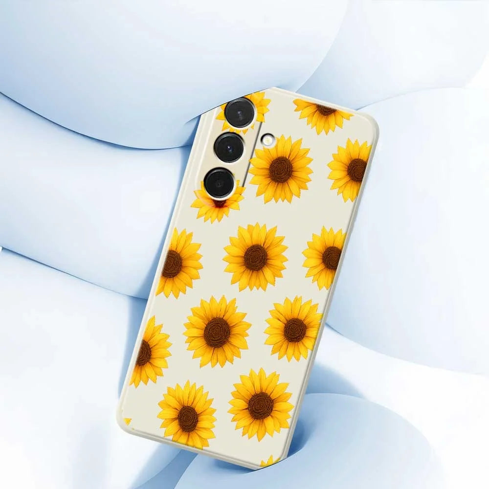 For Samsung Galaxy A36 5G Case Sunflowers Pattern Printing Straight Edge TPU Phone Back Cover - Beige - 5